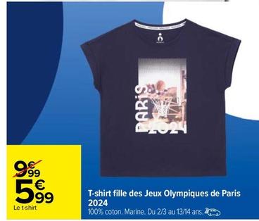 T-shirt Fille Des Jeux Olympiques De Paris 2024 offre à 5,99€ sur Carrefour Market