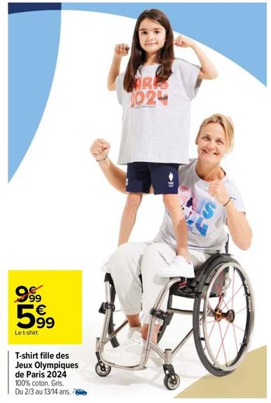 T-shirt Fille Des Jeuxe Olympiques De Paris 2024 offre à 5,99€ sur Carrefour Market