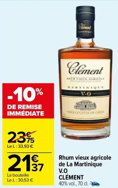 Clément - Rhum Vieux Agricole De La Martinique V.O offre à 21,37€ sur Carrefour Market