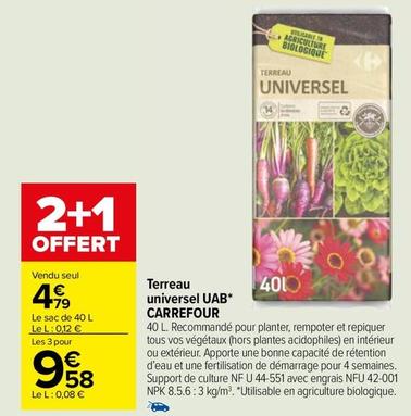 Carrefour - Terreau Universel UAB offre à 4,79€ sur Carrefour Market