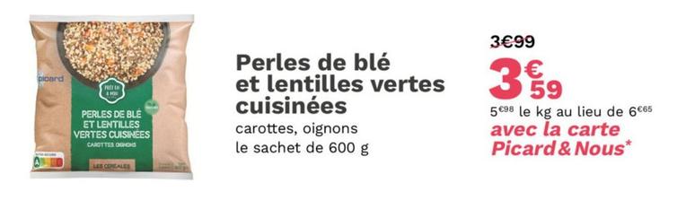 Picard -  Perles De Blé Et Lentilles Vertes Cuisinees  offre à 3,59€ sur Picard