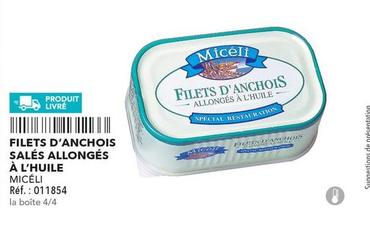 Micéli - Filets D'Anchois Salés Allongés À L'Huile  offre sur Metro