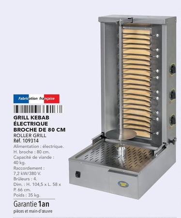 Roller Grill - Grill Kebab Électrique Broche  offre sur Metro