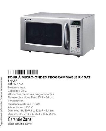 Sharp - Four À Micro-Ondes Programmable R-15AT offre sur Metro