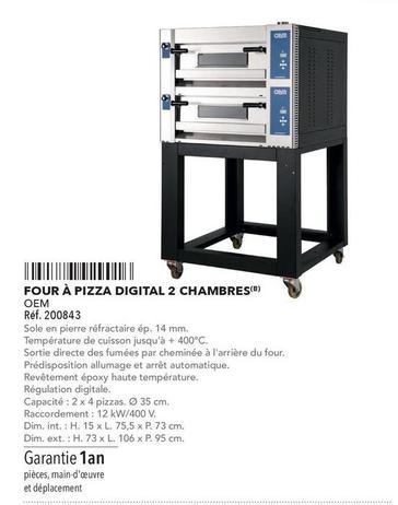 Oem - Four À Pizza Digital 2 Chambres  offre sur Metro