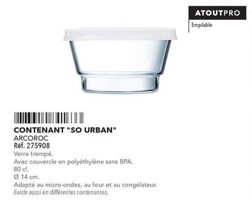 Arcoroc - Contenant So Urban  offre sur Metro