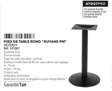 Reverdy Pied De Table Rond "Guyane Pm" offre sur Metro