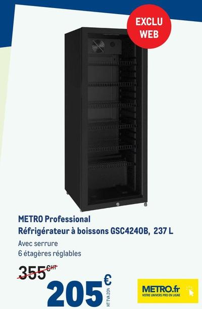 Metro - Professional Réfrigérateur À Boissons GSC4240B, 237 L offre à 205€ sur Metro