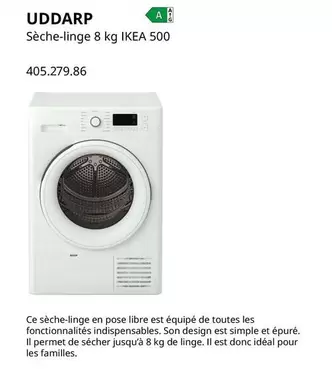 UDDARP Sèche-linge 8 Kg IKEA 500 offre sur IKEA