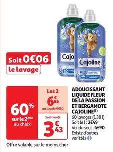 Cajoline - Adoucissant Liquide Fleur De La Passion Et Bergamote offre à 3,43€ sur Auchan Supermarché