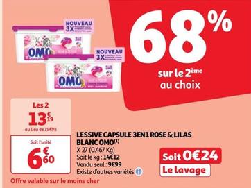 Omo - Lessive Capsule 3en1 Rose & Lilas Blanc offre à 6,6€ sur Auchan Supermarché