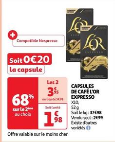 L'or - Capsules De Café Expresso offre à 1,98€ sur Auchan Supermarché