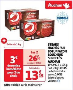 Auchan - Steaks Hachés Pur Boeuf Façon Bouchère Surgelés offre à 14,65€ sur Auchan Supermarché