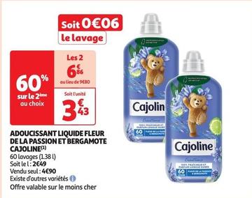 Cajoline - Adoucissant Liquide Fleur De La Passion Et Bergamote offre à 3,43€ sur Auchan Supermarché