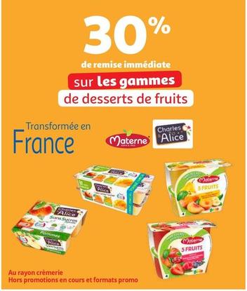 Materne - Sur Les Gammes De Desserts De Fruits offre sur Auchan Supermarché