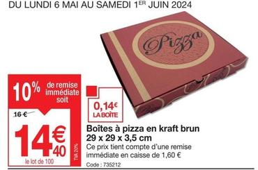 Boîtes À Pizza En Kraft Brun offre à 14,4€ sur Promocash