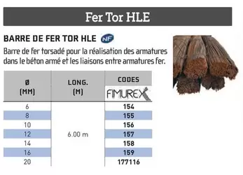 Barre De Fer Tor Hle offre sur Chausson Matériaux