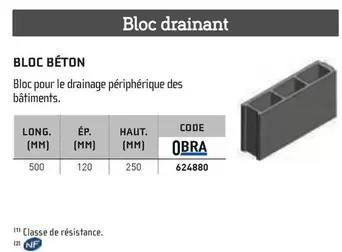 Bloc Drainant  offre sur Chausson Matériaux