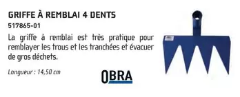 Griffe À Remblai 4 Dents offre sur Chausson Matériaux