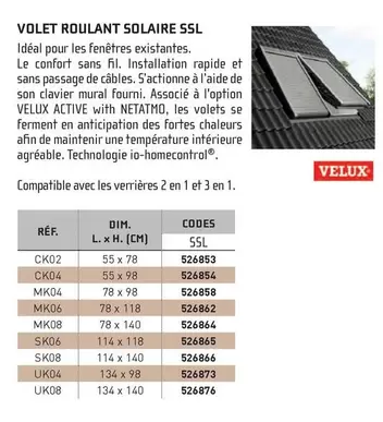 Velux - Volet Roulant Solaire SSL  offre sur Chausson Matériaux