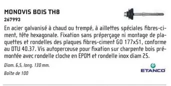 Monovis Bois TH8 offre sur Chausson Matériaux