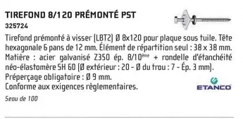 Tirefond 8/120 Prémonté Pst offre sur Chausson Matériaux