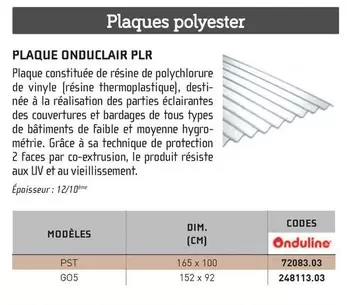 Onduline - Plaque Onduclair PLR  offre sur Chausson Matériaux