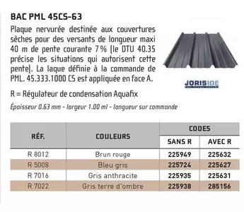 Bac Pml 45CS-63 offre sur Chausson Matériaux