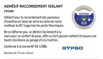Gypso - Adhésif Raccordement Isolant offre sur Chausson Matériaux
