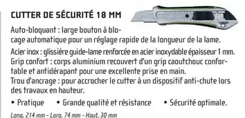 Cutter De Sécurité offre sur Chausson Matériaux