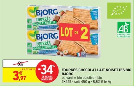Bjorg - Fourrés Chocolat Lait Noisettes Bio offre à 3,97€ sur Intermarché