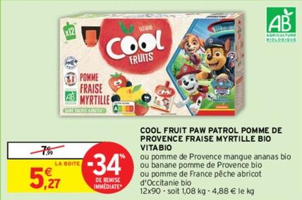 Vitabio - Cool Fruit Paw Patrol Pomme De Provence Fraise Myrtille Bio  offre à 5,27€ sur Intermarché