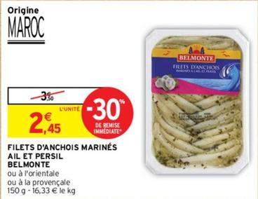 Belmonte - Filets D'Anchois Marinés Ail Et Persil  offre à 2,45€ sur Intermarché