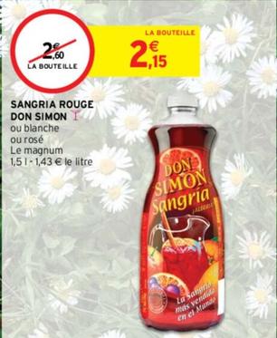 Don Simon - Sangria Rouge  offre à 2,15€ sur Intermarché