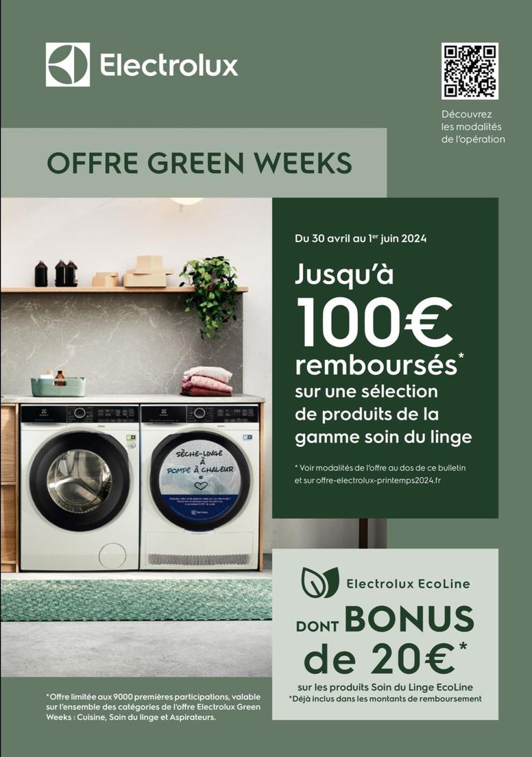 Electrolux - Offre Green Weeks offre sur Boulanger