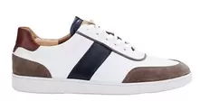 Sneakers cuir homme Blanc Chocolat & Navy - BALLAARA-Baskets homme look sport-chic offre à 109€ sur Bexley