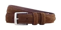 Ceinture cuir homme Velours Havane avec boucle argent- BRIXTON SILVER-Double piqûre - Largeur 30mm - Boucle argent carrée offre à 34€ sur Bexley