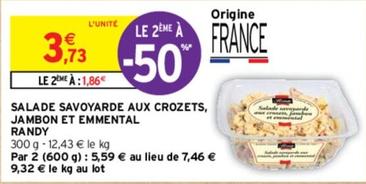 Randy - Salade Savoyarde Aux Crozets, Jambon Et Emmental  offre à 3,73€ sur Intermarché Hyper