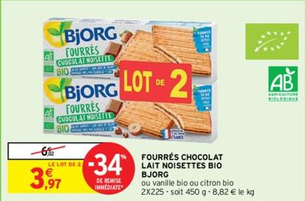 Bjorg - Fourrés Chocolat Lait Noisettes Bio offre à 3,97€ sur Intermarché Express