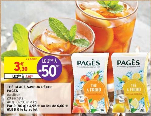 Pagès - Thé Glacé Saveur Pêche  offre à 3,3€ sur Intermarché Express
