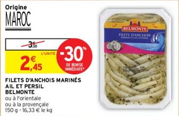 Belmonte - Filets D'Anchois Marines A Calpersil offre à 2,45€ sur Intermarché Express