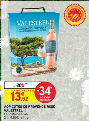 Valestrel - AOP Côtes De Provence Rosé  offre à 13,52€ sur Intermarché Contact