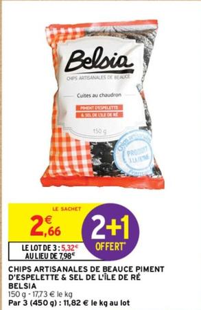 Belsia - Chips Artisanales De Beauce Piment D'Espelette & Sel De L'Ile De Ré  offre à 2,66€ sur Intermarché Contact