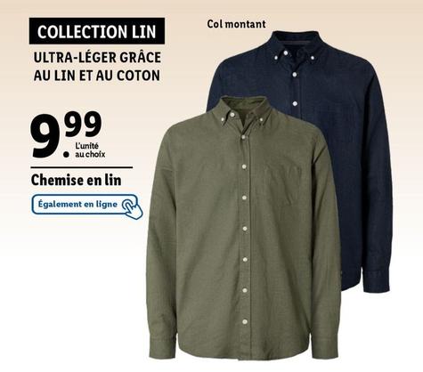 Chemise En Lin offre à 9,99€ sur Lidl
