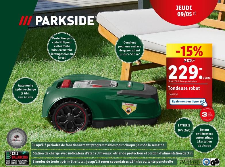 Parkside - Tondeuse Robot offre à 229€ sur Lidl