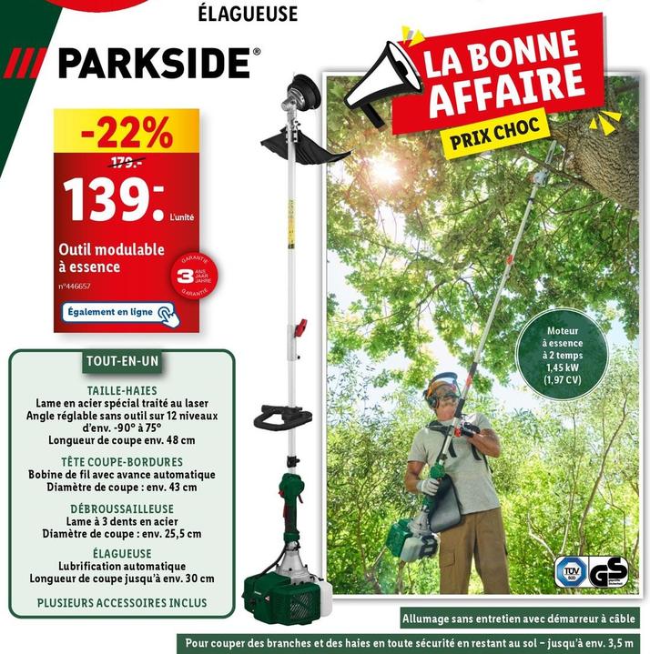 Parkside - Outil Moudulable a Essence  offre à 139€ sur Lidl