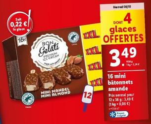 Bon Gelati - 16 Mini Bâtonnèts Amande offre à 3,49€ sur Lidl