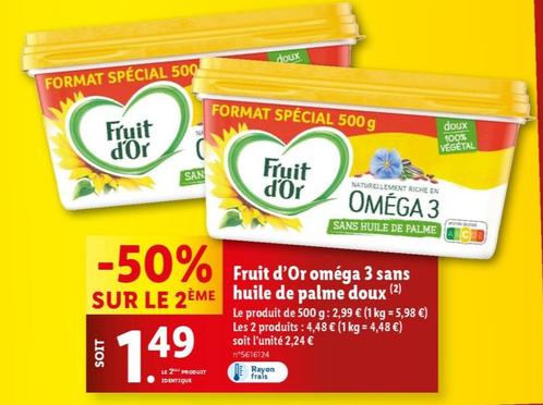 Fruit D´Or - Omega 3 Sans Huile De Palme Doux offre à 2,24€ sur Lidl