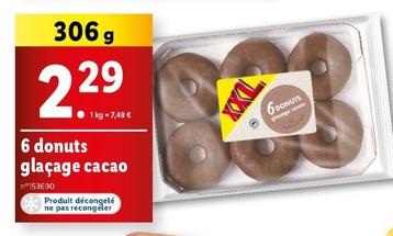 6 Donuts Glaçage Cacao offre à 2,29€ sur Lidl