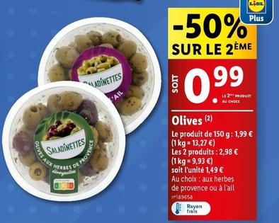 Saladinettes - Olives offre à 1,99€ sur Lidl